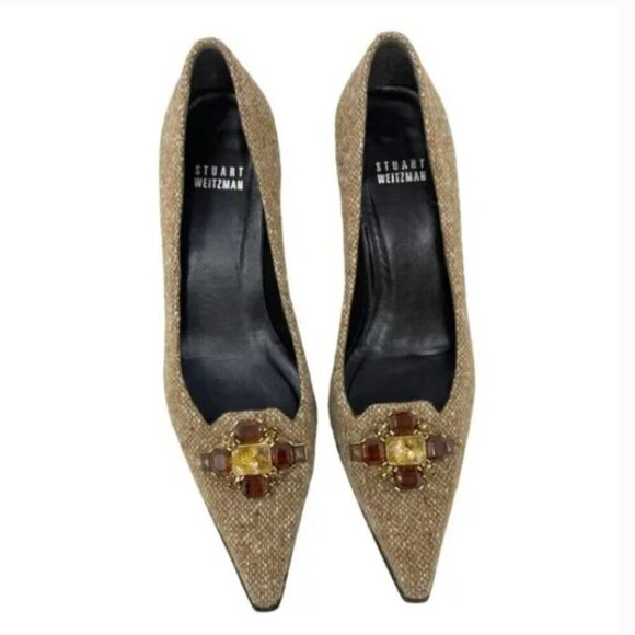 Elegant Brown Heels with Embellishments - Picture 2 of 5